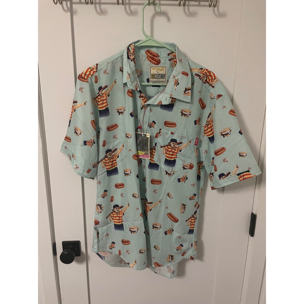 RSVLTS The Sandlot "Smalls" Outfield Short Sleeve Button Up Shirt Teal XL - Picture 1 of 6